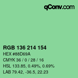 Color code: RGB 136 214 154 | qconv.com