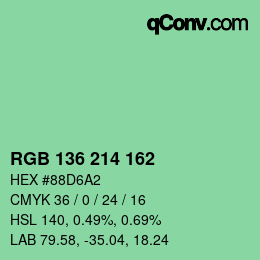 カラーコード: RGB 136 214 162 | qconv.com