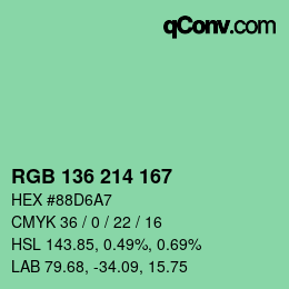 Color code: RGB 136 214 167 | qconv.com