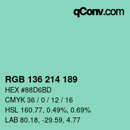 Color code: RGB 136 214 189 | qconv.com