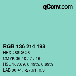 Color code: RGB 136 214 198 | qconv.com