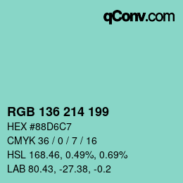 Color code: RGB 136 214 199 | qconv.com