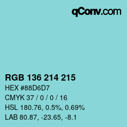 Color code: RGB 136 214 215 | qconv.com