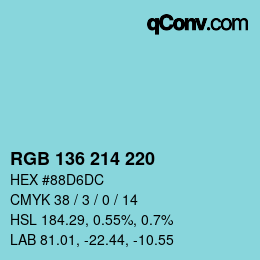 Color code: RGB 136 214 220 | qconv.com
