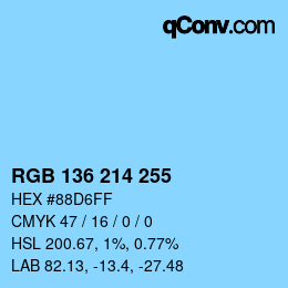 カラーコード: RGB 136 214 255 | qconv.com
