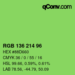 Color code: RGB 136 214 96 | qconv.com