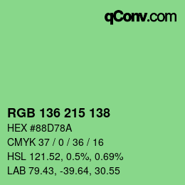 Color code: RGB 136 215 138 | qconv.com