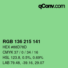 Color code: RGB 136 215 141 | qconv.com
