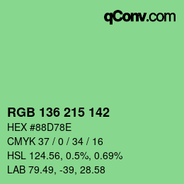 カラーコード: RGB 136 215 142 | qconv.com