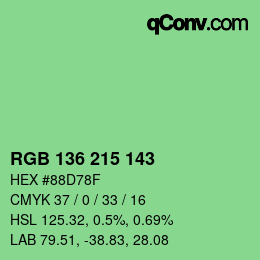 Color code: RGB 136 215 143 | qconv.com