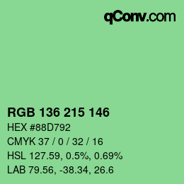 Color code: RGB 136 215 146 | qconv.com