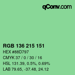 Color code: RGB 136 215 151 | qconv.com