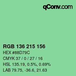 Color code: RGB 136 215 156 | qconv.com