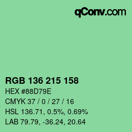 Color code: RGB 136 215 158 | qconv.com
