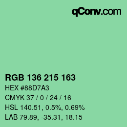 Color code: RGB 136 215 163 | qconv.com