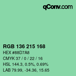 Color code: RGB 136 215 168 | qconv.com
