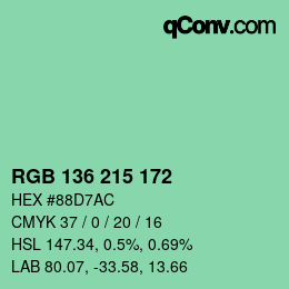 Color code: RGB 136 215 172 | qconv.com
