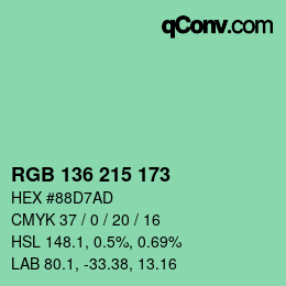Color code: RGB 136 215 173 | qconv.com