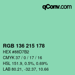 Color code: RGB 136 215 178 | qconv.com