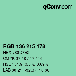 Color code: RGB 136 215 178 | qconv.com