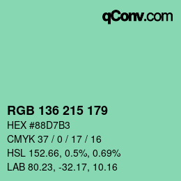 Color code: RGB 136 215 179 | qconv.com