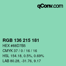 Color code: RGB 136 215 181 | qconv.com
