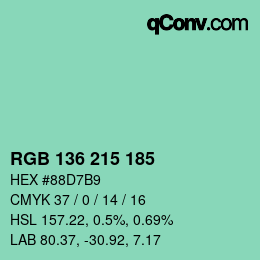 Color code: RGB 136 215 185 | qconv.com