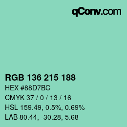 Color code: RGB 136 215 188 | qconv.com