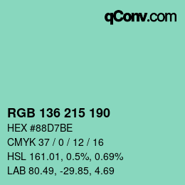 Color code: RGB 136 215 190 | qconv.com