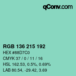 Color code: RGB 136 215 192 | qconv.com