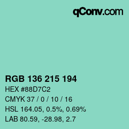 Color code: RGB 136 215 194 | qconv.com
