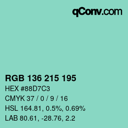 Color code: RGB 136 215 195 | qconv.com