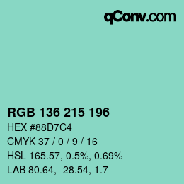 Color code: RGB 136 215 196 | qconv.com