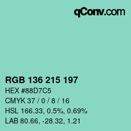 Color code: RGB 136 215 197 | qconv.com