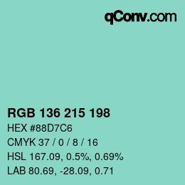 Farbcode: RGB 136 215 198 | qconv.com