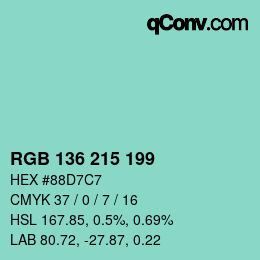 Color code: RGB 136 215 199 | qconv.com