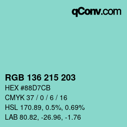 Color code: RGB 136 215 203 | qconv.com