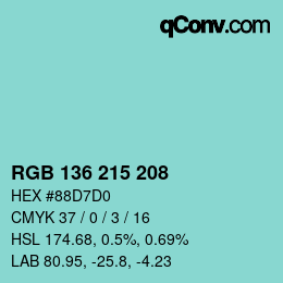 Color code: RGB 136 215 208 | qconv.com