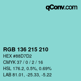 Color code: RGB 136 215 210 | qconv.com