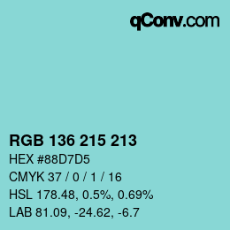 Color code: RGB 136 215 213 | qconv.com
