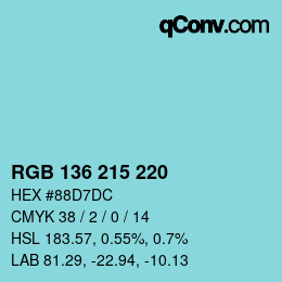 Color code: RGB 136 215 220 | qconv.com