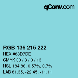 Color code: RGB 136 215 222 | qconv.com