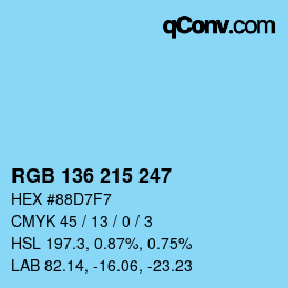 カラーコード: RGB 136 215 247 | qconv.com