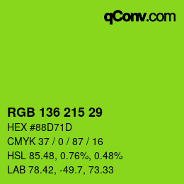 Color code: RGB 136 215 29 | qconv.com