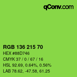カラーコード: RGB 136 215 70 | qconv.com