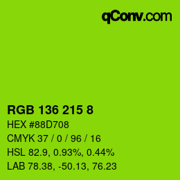 Farbcode: RGB 136 215 8 | qconv.com