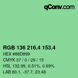 カラーコード: RGB 136 216.4 153.4 | qconv.com
