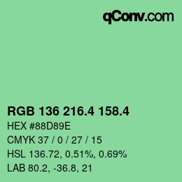 カラーコード: RGB 136 216.4 158.4 | qconv.com