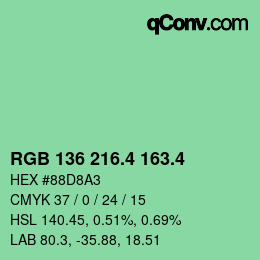カラーコード: RGB 136 216.4 163.4 | qconv.com