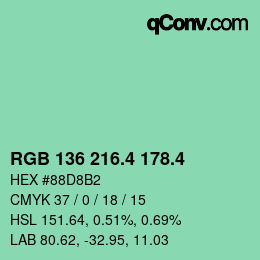 カラーコード: RGB 136 216.4 178.4 | qconv.com